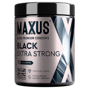 Черные утолщенные презервативы Maxus Extra Strong, 15 шт.