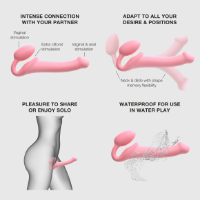 Безремневой страпон Silicone bendable strap-on size S, розовый