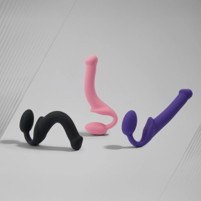 Безремневой страпон Silicone bendable strap-on size S, розовый