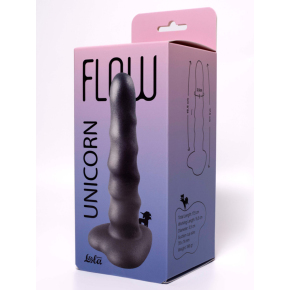 Дилдо с витым рельефом Flow Unicorn, черный