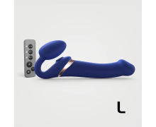 Безремневой страпон с клиторальной стимуляцией Multi Orgasm bendable strap-on size L, синий