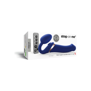 Безремневой страпон с клиторальной стимуляцией Multi Orgasm bendable strap-on size L, синий