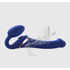 Безремневой страпон с клиторальной стимуляцией Multi Orgasm bendable strap-on size L, синий