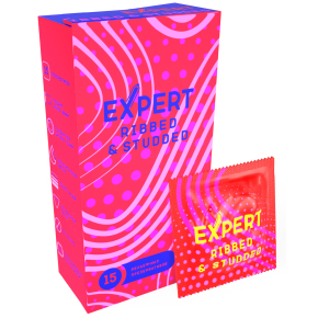 Презервативы с ребристо-точечный структурой Expert Ribbed Studded, 15 шт.