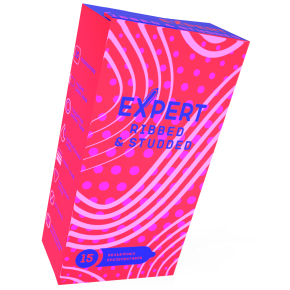Презервативы с ребристо-точечный структурой Expert Ribbed Studded, 15 шт.