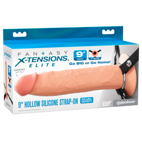Пустотелый фаллопротез Fantasy X-tensions Elite 9" Hollow Silicone Strap-On, телесный