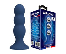 Анальная пробка с тремя шариками внутри Baile Mr. Play Metal & Liquid Silicone Anal Plug L