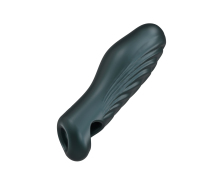 Силиконовая насадка на пенис с подхватом мошонки Manwan Ryzer, серая