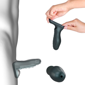 Силиконовая насадка на пенис с подхватом мошонки Manwan Ryzer, серая