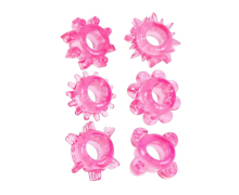 Набор из 6 розовых эрекционных колец с различным рельефом