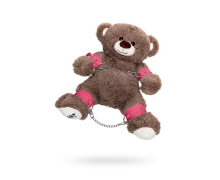 Бондажный набор: бурый мишка с розовыми оковами и наручниками