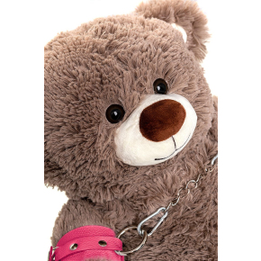 Бондажный набор: бурый мишка с розовыми оковами и наручниками