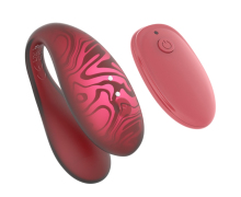 Вибратор с управлением через приложение Amovibe Twin Plus, красный