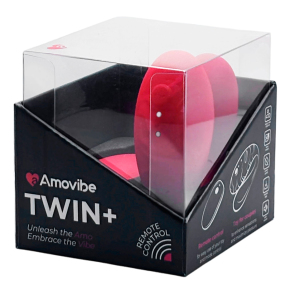 Вибратор с управлением через приложение Amovibe Twin Plus, малиновый