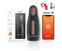 Черный автоматический мастурбатор с управлением через приложение