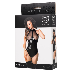 Боди Erolanta Glossy Marcia из материала Wetlook, размер M, цвет черный