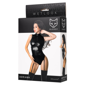 Боди Erolanta Glossy Adriana из материала Wetlook, цвет черный, размер XL