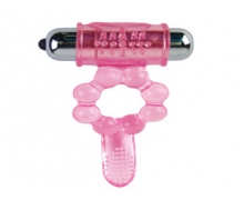 Розовое эрекционное кольцо с вибратором прозрачное