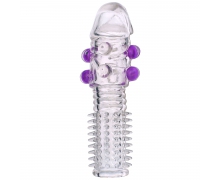 Гелевая прозрачная насадка с шариками и шипами