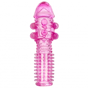 Гелевая розовая насадка с шариками и шипами