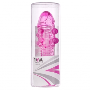 Гелевая розовая насадка с шариками и шипами