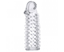 Прозрачная насадка на половой член с закрытой головкой и шипами