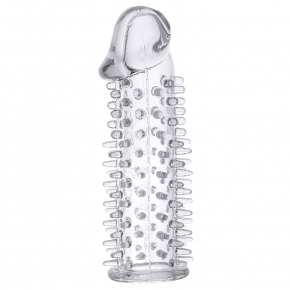 Прозрачная насадка на половой член с закрытой головкой и шипами