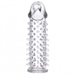 Прозрачная насадка на половой член с закрытой головкой и шипами
