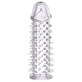 Прозрачная насадка на половой член с закрытой головкой и шипами