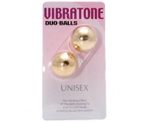 Vibratone Duo-Balls, золотистые — вагинальные шарики со смещенным центром, ⌀3.5 см
