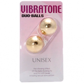 Vibratone Duo-Balls, золотистые — вагинальные шарики со смещенным центром, ⌀3.5 см