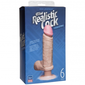 Realistic Cock Vibrating 6", телесный — реалистичный вибратор на присоске, 21.6×4.3 см