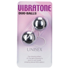 Vibratone Duo-Balls, серебристые — вагинальные шарики со смещенным центром, ⌀3.5 см