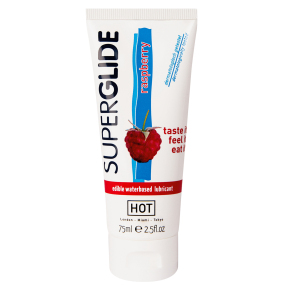 Съедобная смазка на водной основе со вкусом малины Hot Super Glide Raspberry, 75 мл