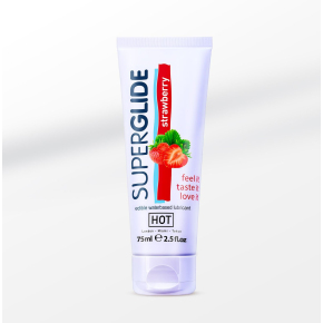 Лубрикант со вкусом клубники Hot Superglide Strawberry, 75 мл