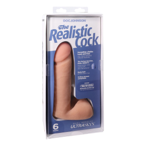 The Realistic Cock Ultraskyn 6", телесный — фаллоимитатор на присоске из материала «живое тело», 17.3×4.3 см