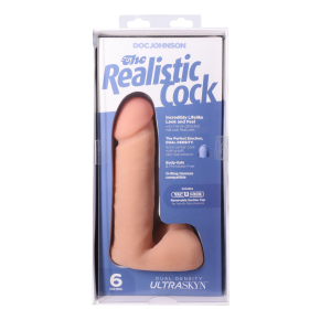 The Realistic Cock Ultraskyn 6", телесный — фаллоимитатор на присоске из материала «живое тело», 17.3×4.3 см