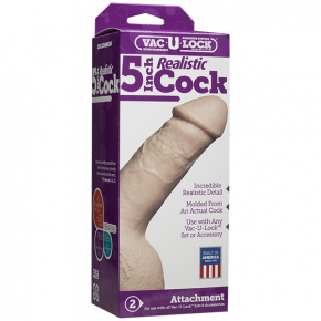 Насадка «юношеская эрекция» Doc Johnson Vac-U-Lock Realistic Cock 5", телесный