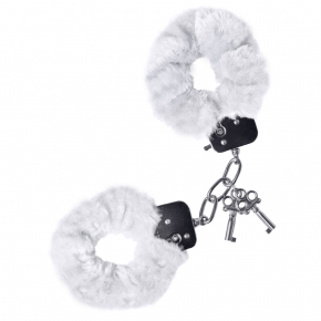 Металлические наручники с мехом белого цвета