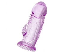 Фиолетовая насадка с закрытой головкой и стимулятором клитора