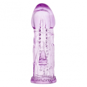 Фиолетовая насадка с закрытой головкой и стимулятором клитора