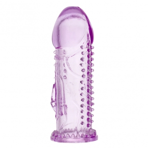 Фиолетовая насадка с закрытой головкой и стимулятором клитора