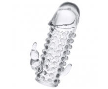 Прозрачная насадка с закрытой головкой и стимулятором клитора и ануса