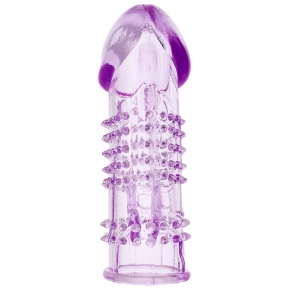 Фиолетовая насадка с закрытой головкой и стимулятором клитора