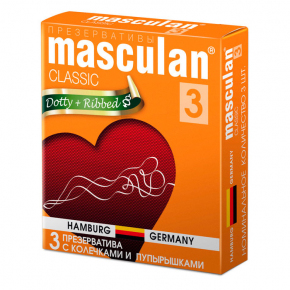 Презервативы Masculan Classic Dotty Ribbed, 3 шт.