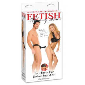 For Him or Her Hollow Strap-On, черный — полый страпон-фаллопротез для Него и для Нее, 16×4.5 см