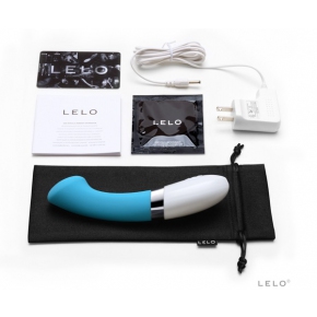 Lelo Gigi 2, бирюзовый — подзаряжаемый водонепроницаемый силиконовый вибромассажёр для G-точки, 16.5×3.5 см