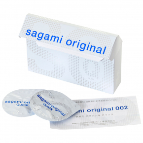 Ультратонкие полиуретановые презервативы с лентой для быстрого надевания Sagami Original Quick 0.02, 6 шт.