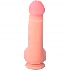 RealStick Elite, телесный — перезаряжаемый вибратор на присоске с пультом ДУ, 19×4 см