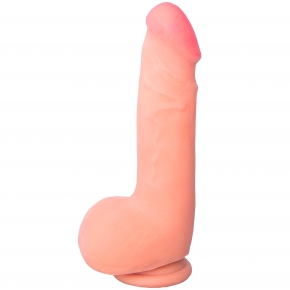 RealStick Elite, телесный — перезаряжаемый вибратор на присоске с пультом ДУ, 19×4 см